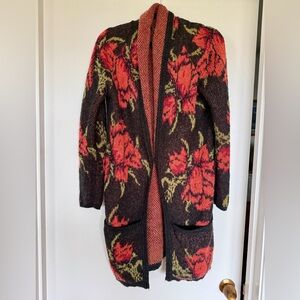 Free People Floral Knit Duster Cardigan